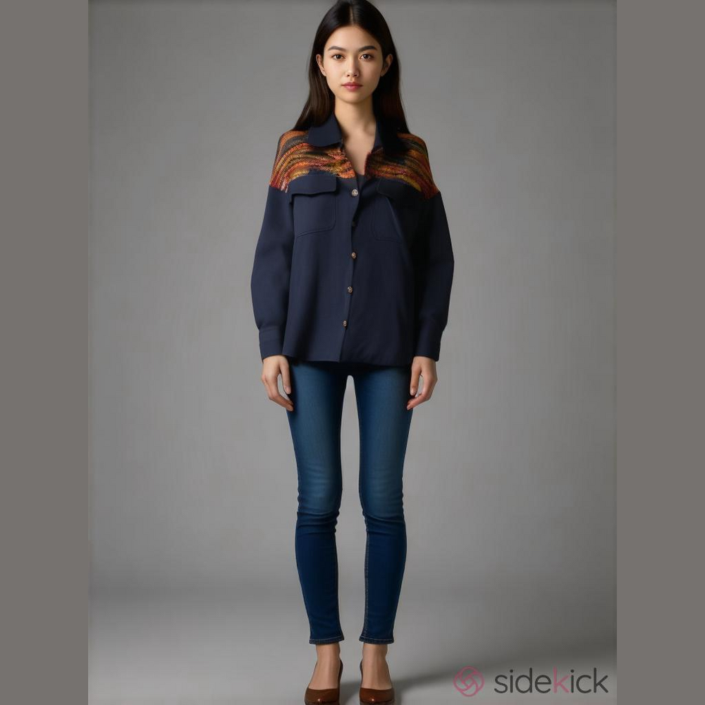 Women's Davi & Dani Shirt, Size S, Blue & Red - Picture 7 of 7